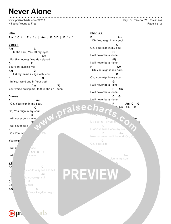 Never Alone  Chords & Lyrics (Hillsong Young & Free)