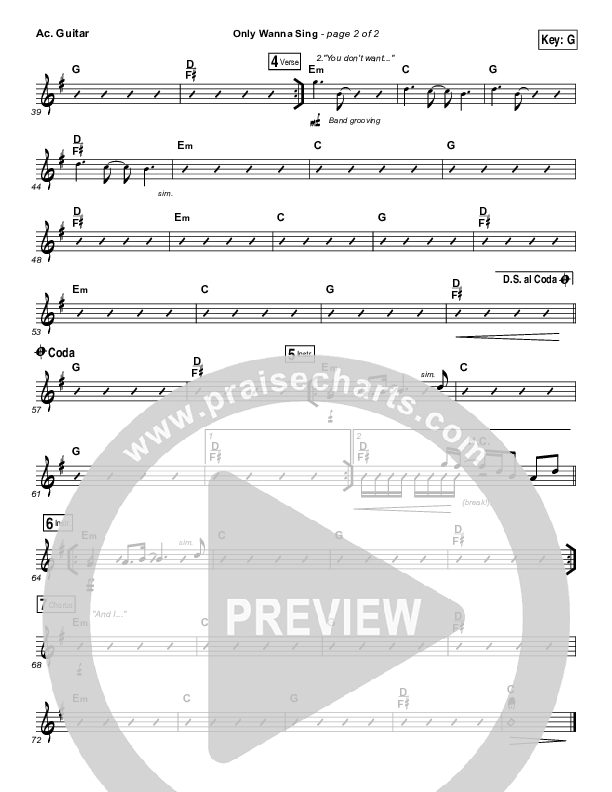 Only Wanna Sing Acoustic Guitar (Hillsong Young & Free)