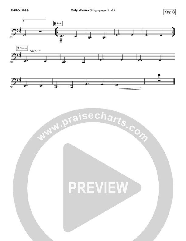 Only Wanna Sing Cello/Bass (Hillsong Young & Free)