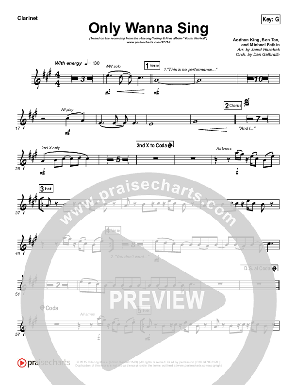 Only Wanna Sing Clarinet (Hillsong Young & Free)