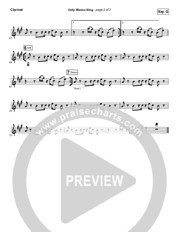 Only Wanna Sing Clarinet (Hillsong Young & Free)