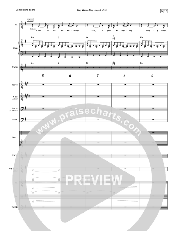 Only Wanna Sing Conductor's Score (Hillsong Young & Free)