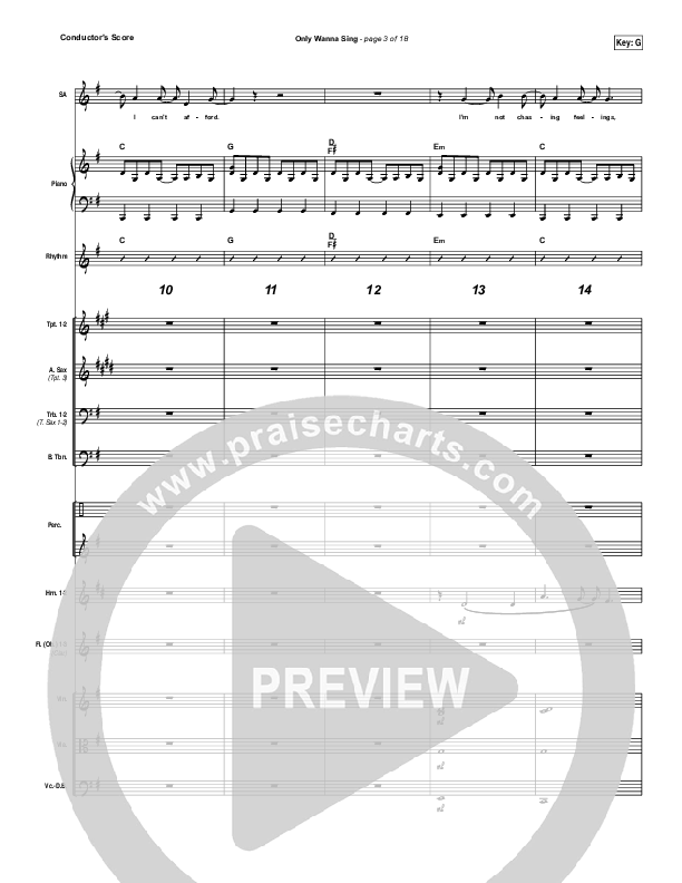 Only Wanna Sing Conductor's Score (Hillsong Young & Free)