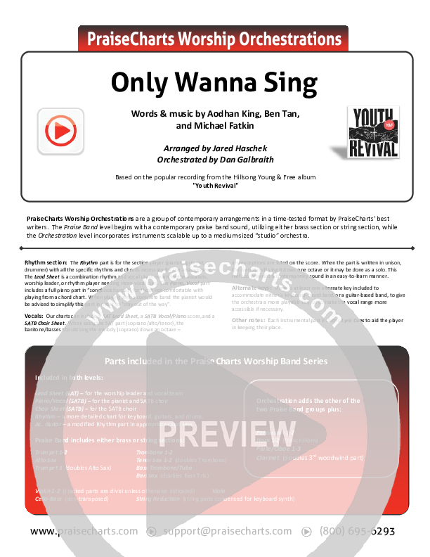 Only Wanna Sing Orchestration (Hillsong Young & Free)