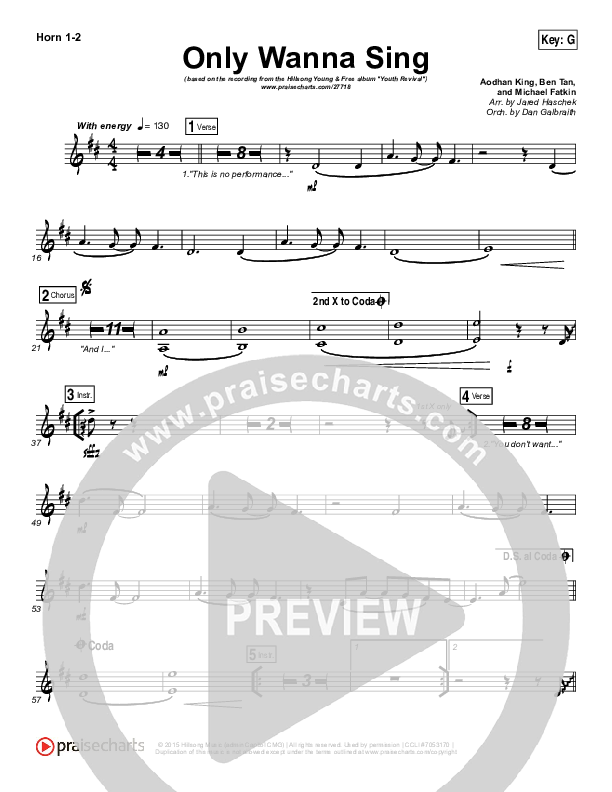 Only Wanna Sing French Horn 1/2 (Hillsong Young & Free)