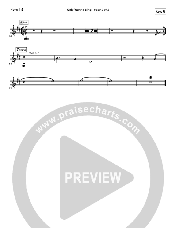 Only Wanna Sing French Horn 1/2 (Hillsong Young & Free)