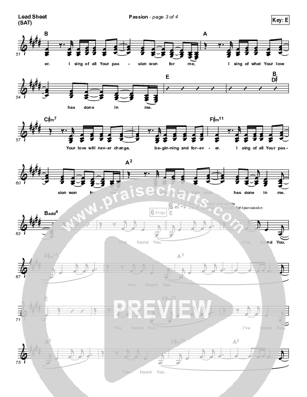 Passion Lead Sheet (SAT) (Hillsong Young & Free)