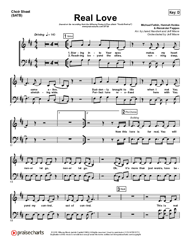 Real Love Choir Sheet (SATB) (Hillsong Young & Free)