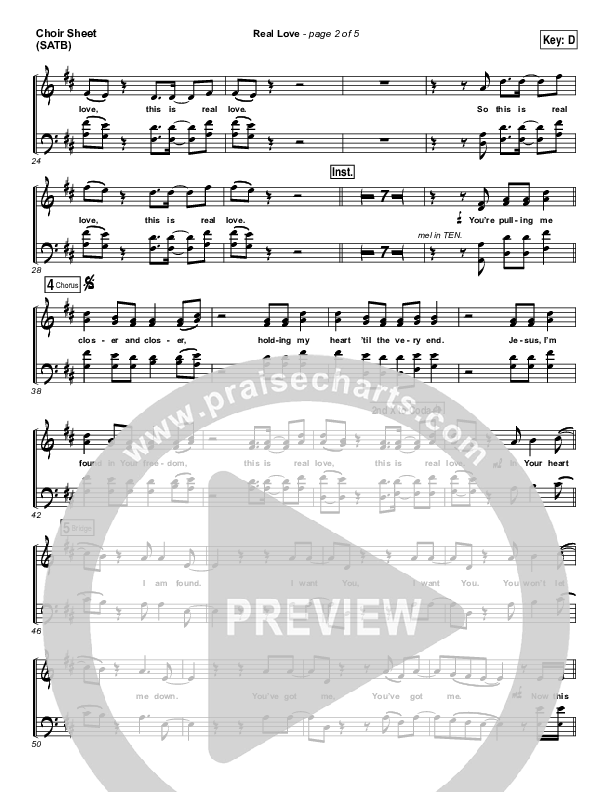Real Love Choir Sheet (SATB) (Hillsong Young & Free)