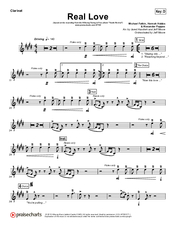 Real Love Clarinet (Hillsong Young & Free)