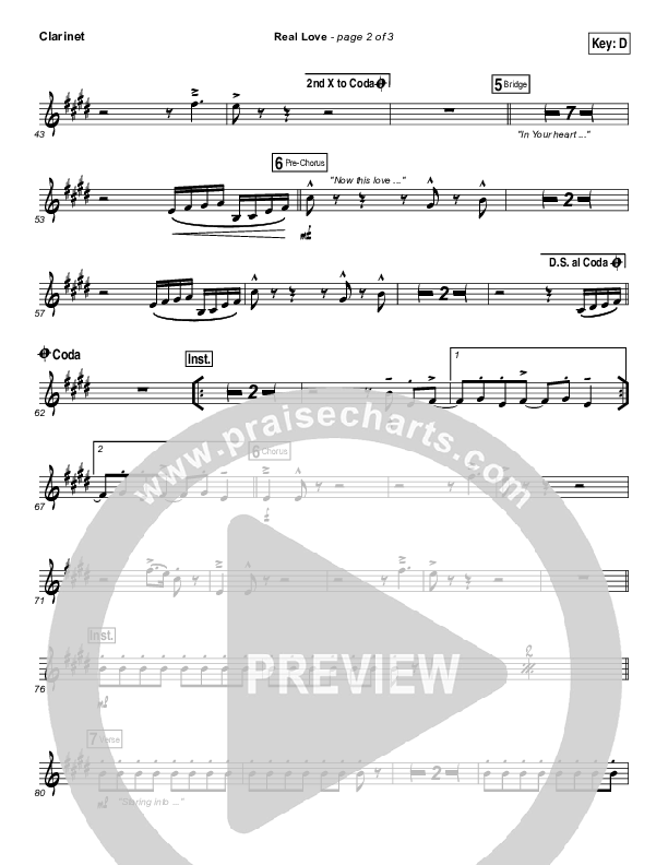 Real Love Clarinet (Hillsong Young & Free)