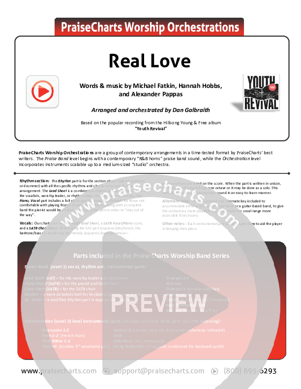 Real Love Cover Sheet (Hillsong Young & Free)