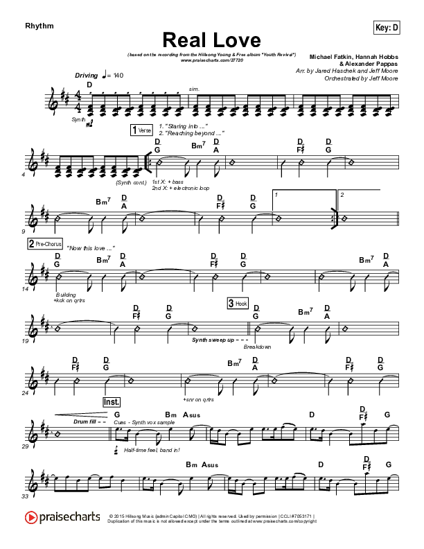 Real Love Rhythm Chart (Hillsong Young & Free)