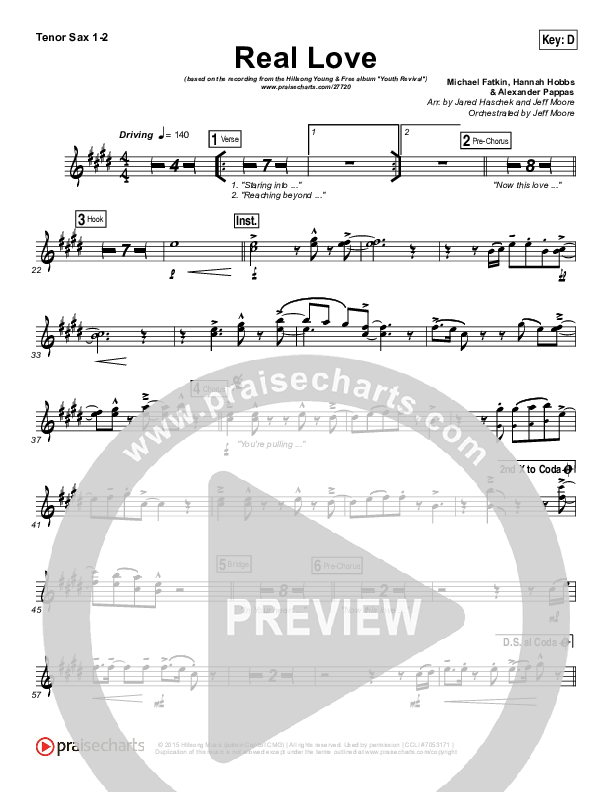 Real Love Tenor Sax 1/2 (Hillsong Young & Free)