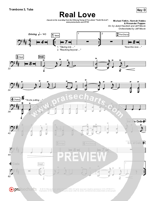 Real Love Trombone 3/Tuba (Hillsong Young & Free)