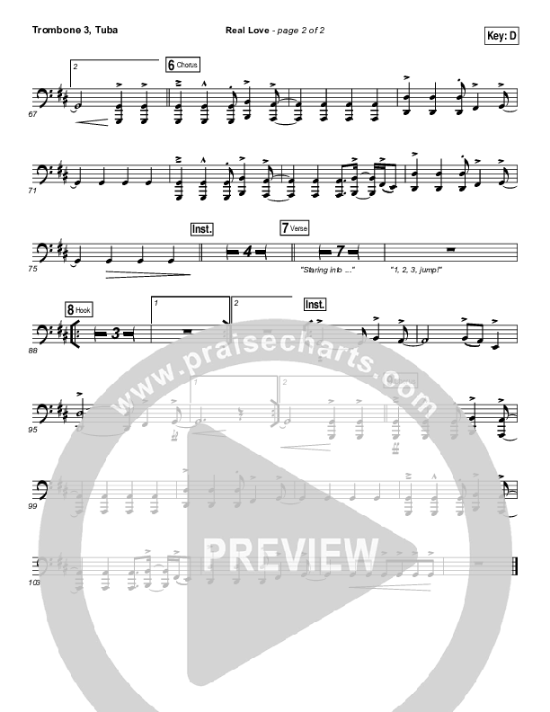 Real Love Trombone 3/Tuba (Hillsong Young & Free)