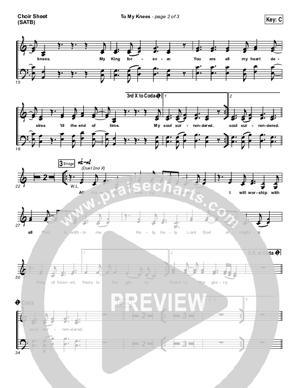 To My Knees Choir Vocals (SATB) (Hillsong Young & Free)