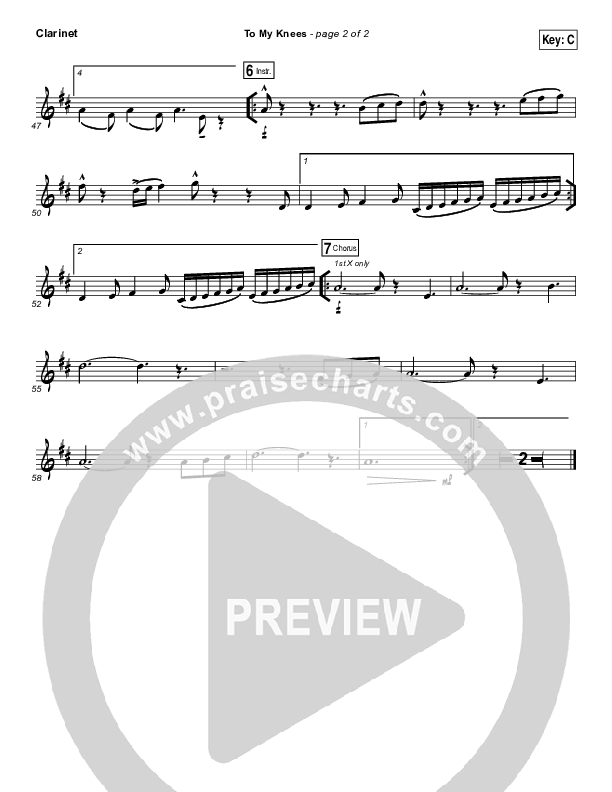 To My Knees Clarinet (Hillsong Young & Free)