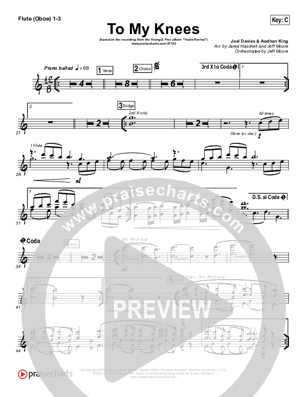 To My Knees Flute/Oboe 1/2/3 (Hillsong Young & Free)