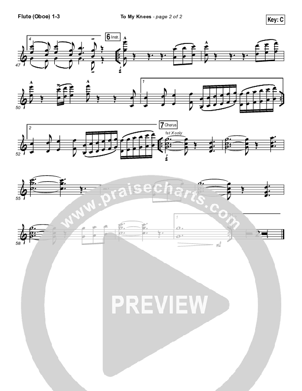 To My Knees Flute/Oboe 1/2/3 (Hillsong Young & Free)