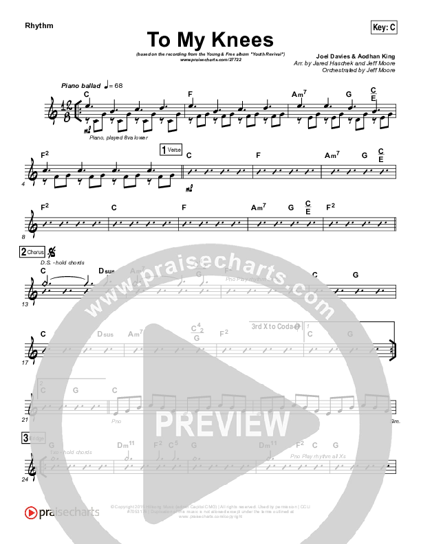 To My Knees Rhythm Chart (Hillsong Young & Free)