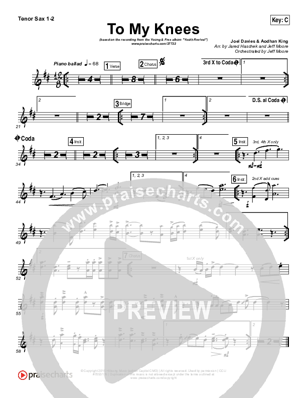 To My Knees Tenor Sax 1/2 (Hillsong Young & Free)