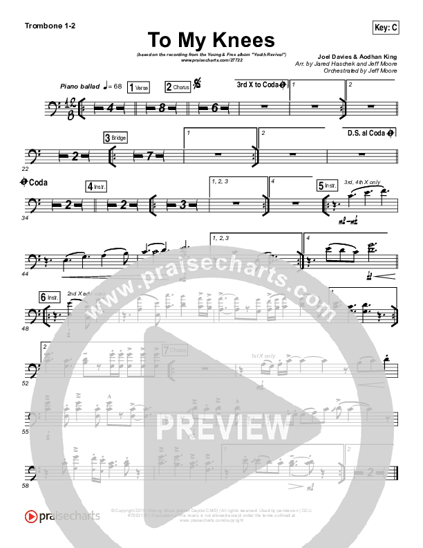 To My Knees Trombone 1/2 (Hillsong Young & Free)