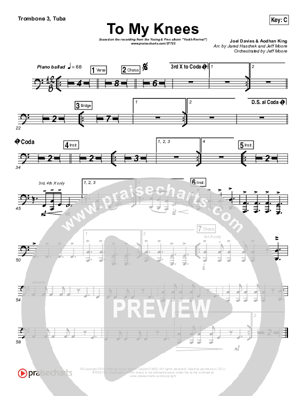 To My Knees Trombone 3/Tuba (Hillsong Young & Free)