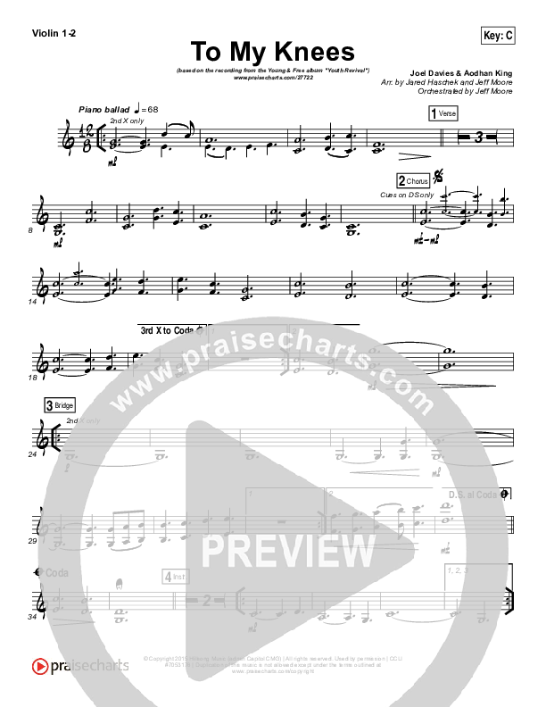 To My Knees Violin 1/2 (Hillsong Young & Free)