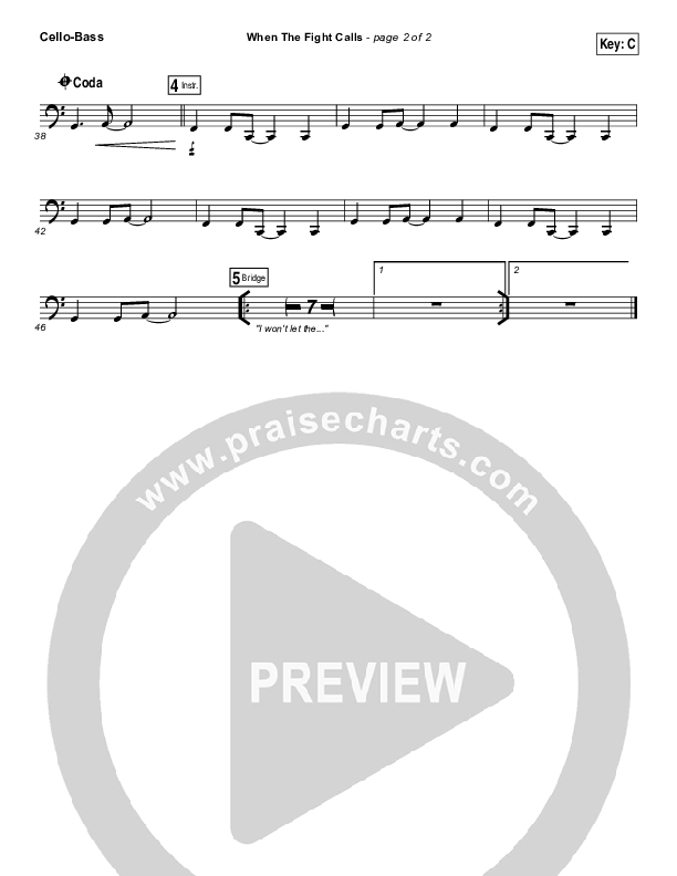 When The Fight Calls Cello/Bass (Hillsong Young & Free)