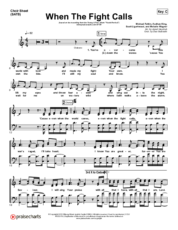 When The Fight Calls Choir Sheet (SATB) (Hillsong Young & Free)