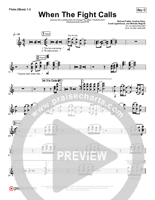 When The Fight Calls Flute/Oboe 1/2/3 (Hillsong Young & Free)