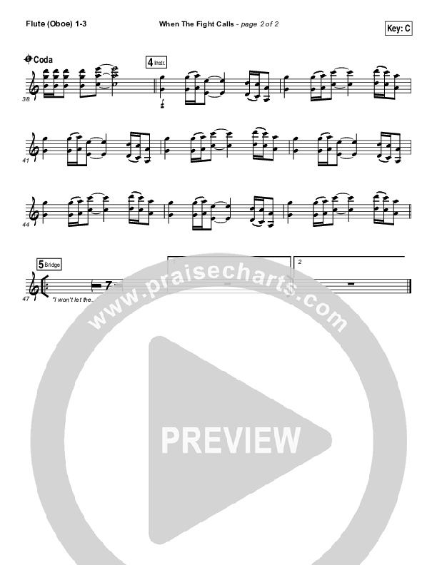 When The Fight Calls Flute/Oboe 1/2/3 (Hillsong Young & Free)