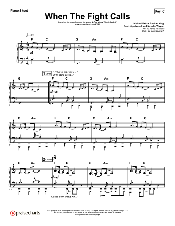 When The Fight Calls Piano Sheet (Hillsong Young & Free)