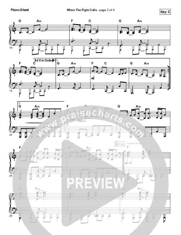 When The Fight Calls Piano Sheet (Hillsong Young & Free)