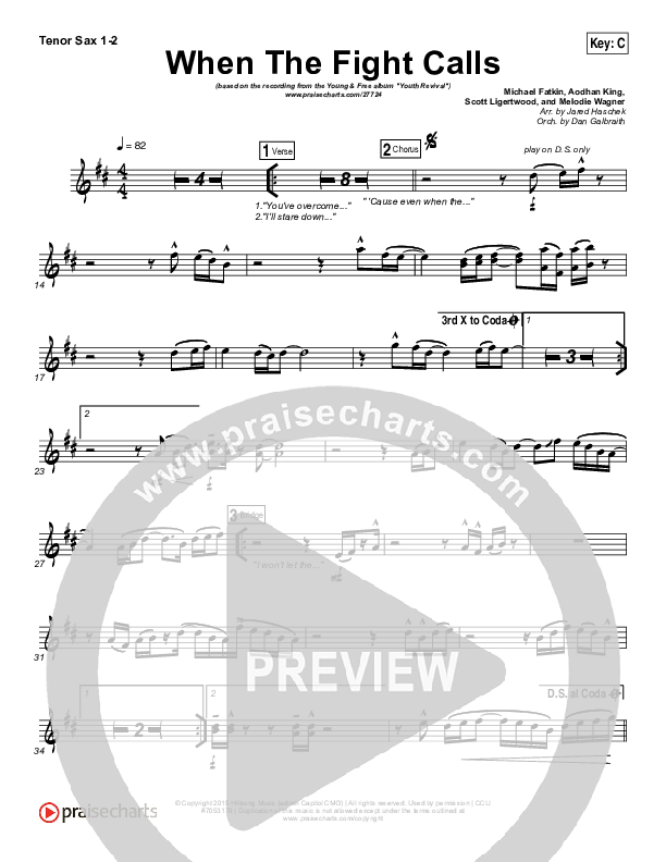 When The Fight Calls Tenor Sax 1/2 (Hillsong Young & Free)