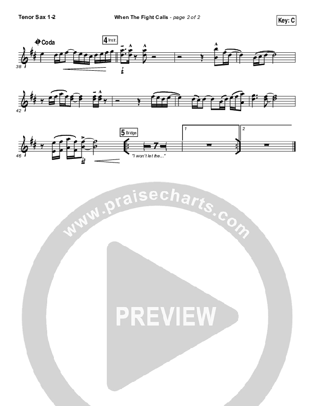 When The Fight Calls Tenor Sax 1/2 (Hillsong Young & Free)