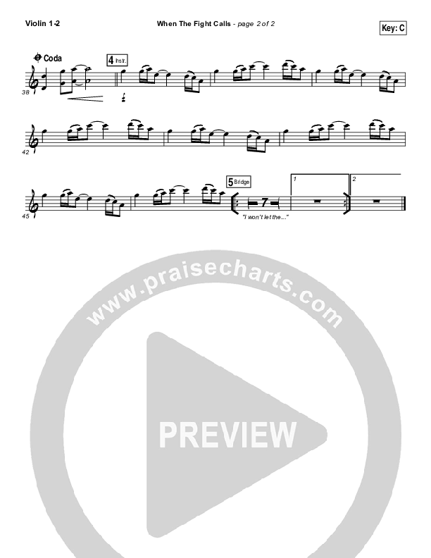 When The Fight Calls Violin 1/2 (Hillsong Young & Free)