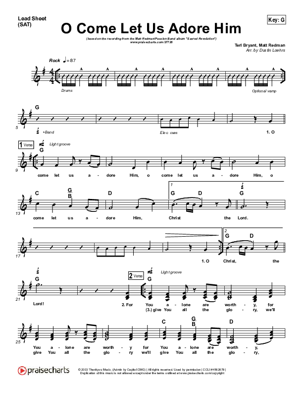 O Come Let Us Adore Him  Lead (SAT) (Matt Redman / Passion)