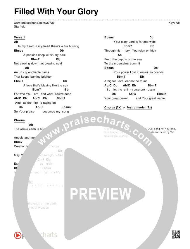 Filled With Your Glory Chords & Lyrics (Starfield)