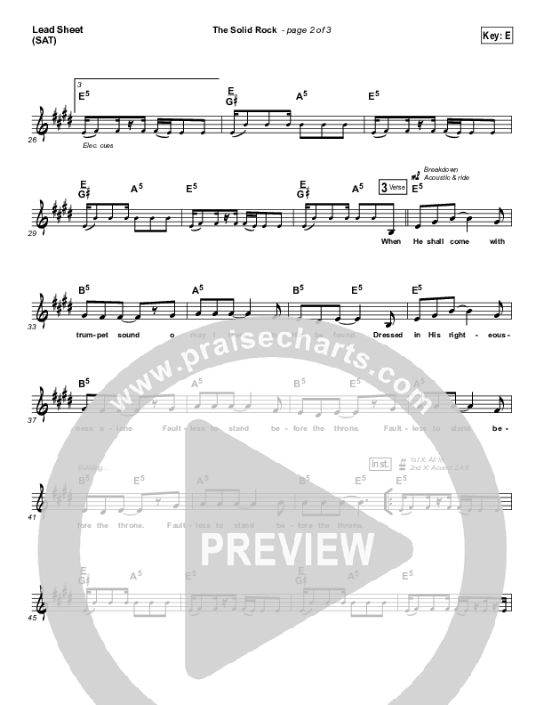 The Solid Rock Lead Sheet (SAT) (Charlie Hall / Passion)