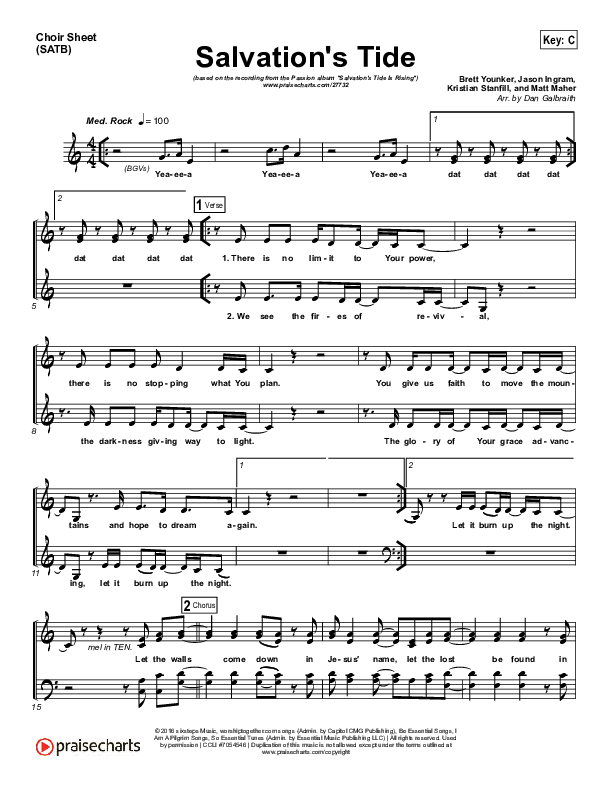 Salvation's Tide Choir Sheet (SATB) (Kristian Stanfill / Passion)