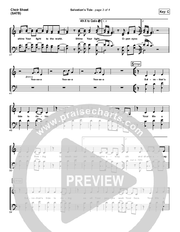 Salvation's Tide Choir Sheet (SATB) (Kristian Stanfill / Passion)