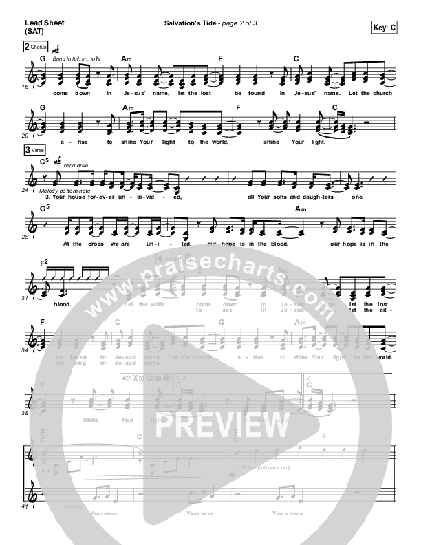 Salvation's Tide Lead Sheet (SAT) (Kristian Stanfill / Passion)