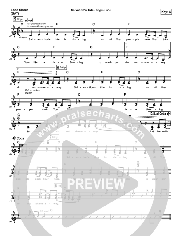 Salvation's Tide Lead Sheet (SAT) (Kristian Stanfill / Passion)