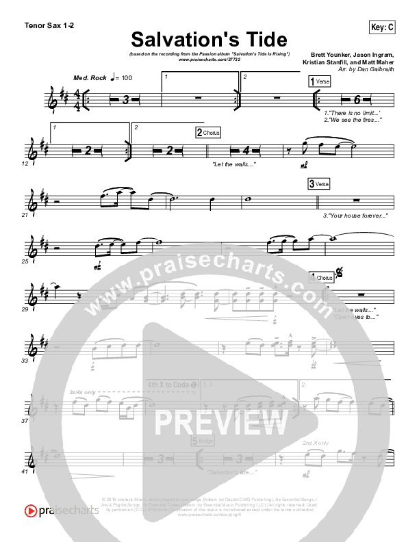 Salvation's Tide Tenor Sax 1/2 (Kristian Stanfill / Passion)