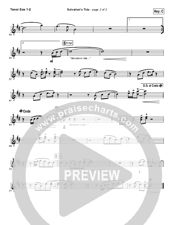 Salvation's Tide Tenor Sax 1/2 (Kristian Stanfill / Passion)