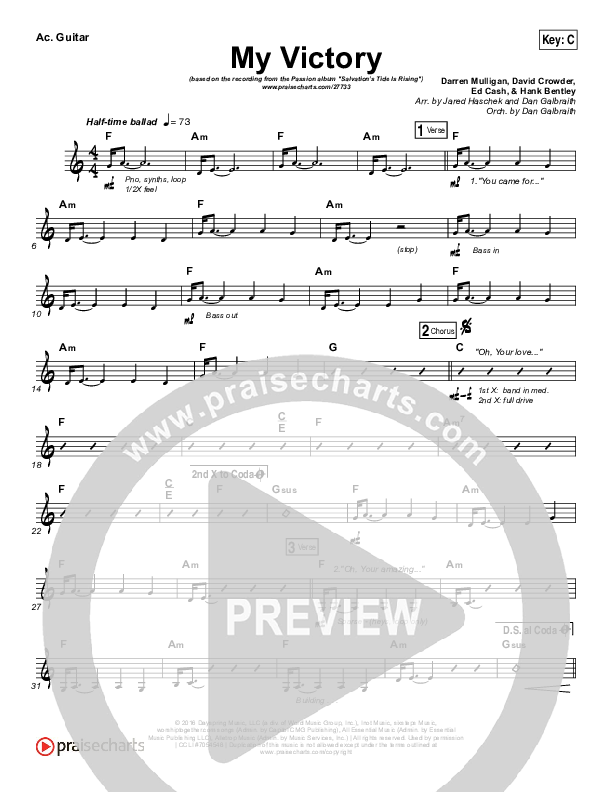 My Victory Rhythm Chart (David Crowder / Passion)