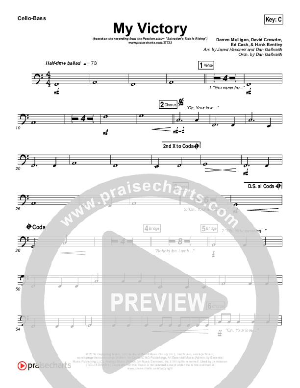 My Victory Cello/Bass (David Crowder / Passion)