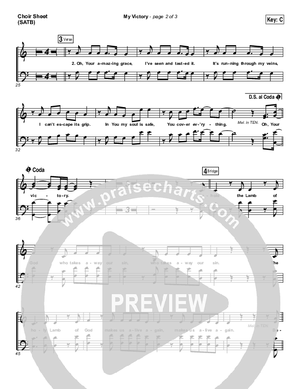My Victory Choir Sheet (SATB) (David Crowder / Passion)